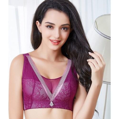 Plus Size Bra 120 52 50 48 46 C D DD E Cup No Rims Push Up Big Size Bra for Women Wireless Bralette Thin Spandex Bra Lingerie BH