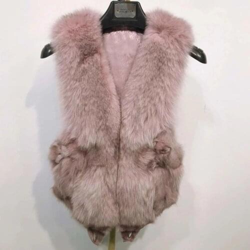 Winter Luxury Genuine High End Fox Fur Thick Warm Natural Real Fox Fur Vest Jacket Coat Waistcoat Gilet Sleeveless For Women