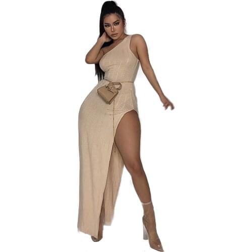 XLLAIS Beach Holiday Party Dresses Women Sexy Sleeveless Split Long Bodycon Vestidos Slim Robes Ladies Cute Soft Outfits