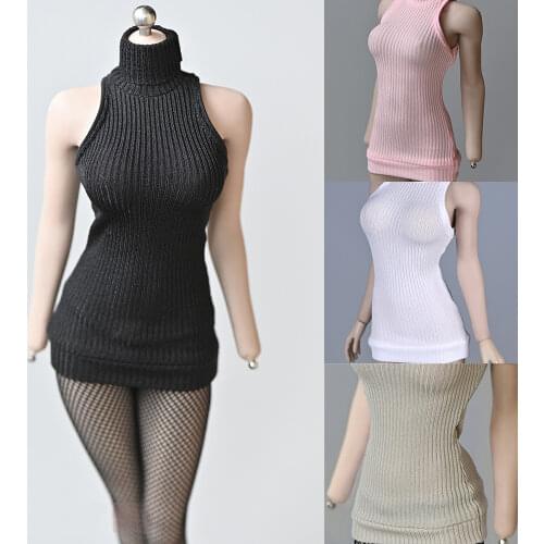 1/6 Soldier clothes tbl ph coated female body model accessories trend thick stripe high neck and shoulder-cut sweater