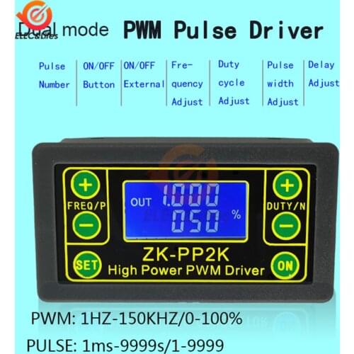 ZK-PP2K PWM DC 3.3-30V 12V 24V Motor Speed Controller Regulator 8A 150W Adjustable LED Dimmer Pulse Frequency Duty Ratio