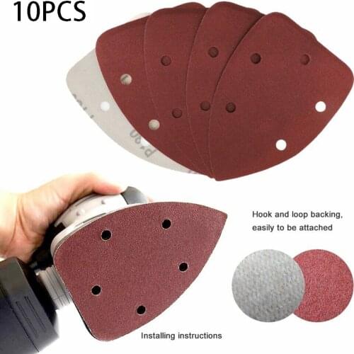 10PCS 140*90mm 5 Holes Sandpaper Triangle Sand Discs Pads Power Polishing Tool