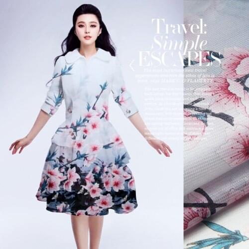 140 cm plaid silk organza fabric 12 mm peach print chinese silk fabric meter micro perspective dress fabric wholesale silk cloth