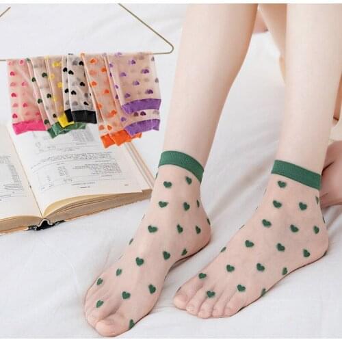 2 Pairs/Set Women Girls Glass Ice Silk Short Socks Ladies Spring Summer Ultra-Thin Elastic Transparent Nylon Middle Tube Socks