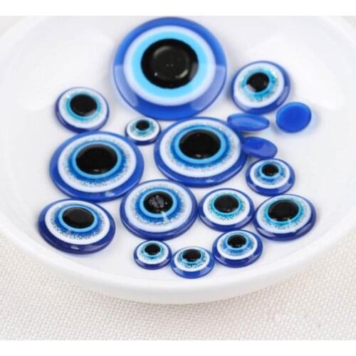 6/8/10/12/14/16/18/20/22/25/30mm Turkey Medusa Blue eye evil Nazar Round Acrylic Resin Flat Back Half Beads Scrapbook Decoration