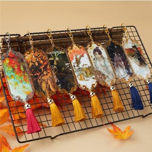 Anime Tian Guan Ci Fu Acrylic Tassel Keychain Pendant Ancient Style Hua Cheng Xie Lian Cartoon Keyring Toy Collection Cosplay