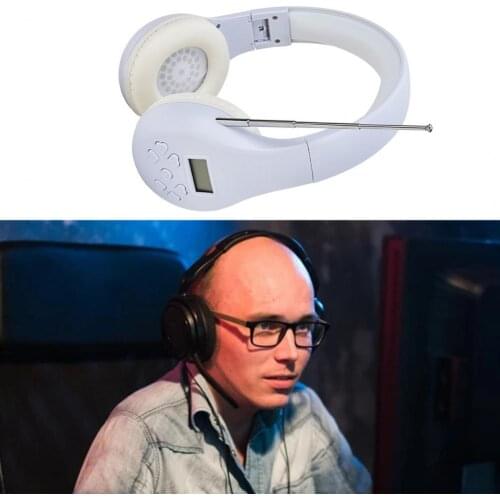 Wireless Headphones for TV Watching Foldable LCD Display 3.5mm FM Headset with External Antenna for Teaching