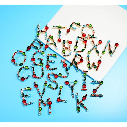 CINDY XIANG 26 Letters Rhinestone Alphabet Brooch Letter Pin Colorful Design Fashion Jewelry ABC Pin High Qulaity Winter Gift