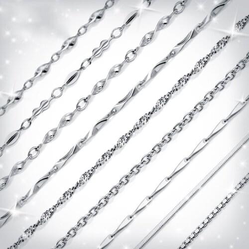 Womens Necklace 925 Sterling Silver Chain Necklaces Snake Link Chains 40cm 45cm