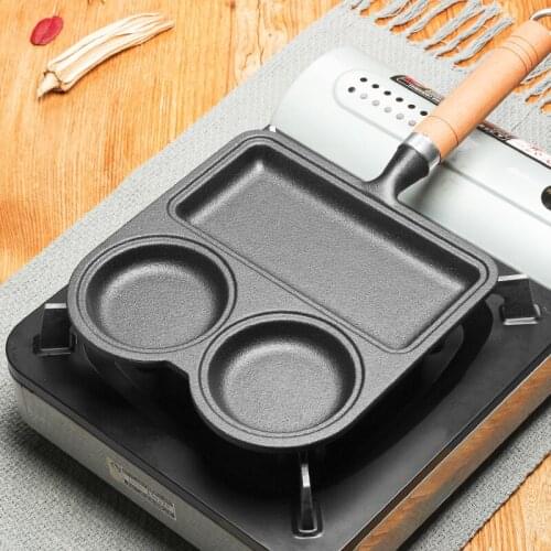 Cast iron pan fried steak pot three in one household omelette non stick pan breakfast egg roasting frying crepe pan saucepan