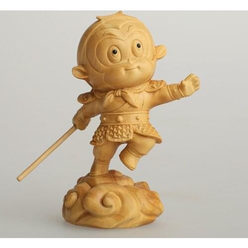 Wood engraved Chinese mythology novels inside the monkey, home decorations