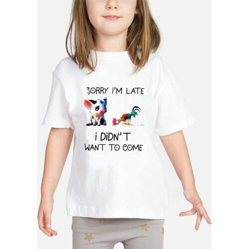 Girls T Shirt Pua Pig Hei Hei Chicken Print T-Shirts Girls kids T Shirt Short Sleeve Tees Tops For 2-8 Years Children BAL059