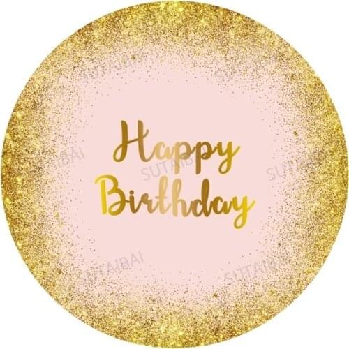 Round Circle Panel Backdrop Background Gold Glitter Dots Happy Birthday Party Decor Round Circle Pink Decor Candy Table Banner