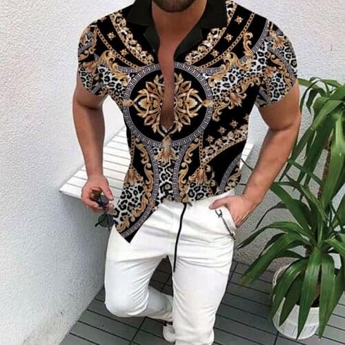 Hot Sale 2021 New Summer Mens Clothing Printed Shirt Trend Cardigan High-end Short Sleeve Monogram Brand Shirt CS-6