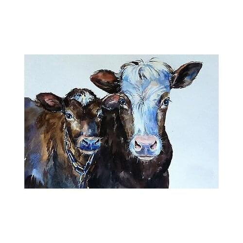 TOP ART WORK --COW and a CALF art oil painting--100% Handpainted art painting # 24" animal Decor accept custom painting