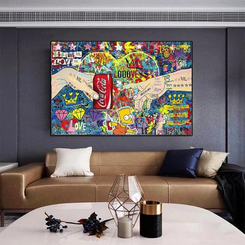 Graffiti Art Creation Of Adam Poster Prints Wall Art Abstract Hand In Hand Modern Canvas Painting Pictures For Living Room Decor