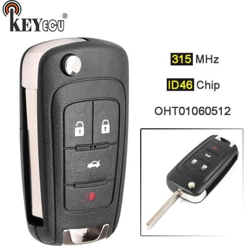 KEYECU 315MHz ID46 Chip OHT01060512 Replacement 3+1 4 Button Flip Remote Key Fob for Chevrolet Impala Malibu Camaro Convertible