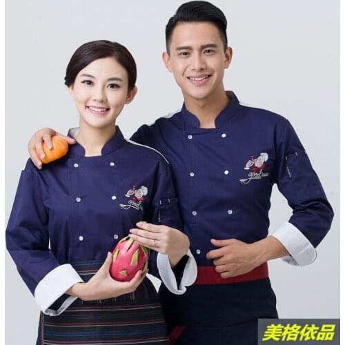 Best Chef clothing long sleeve winter Western food chefs overalls boutique hotel Executive Chef Jacket Coat Gifts Free Shipping