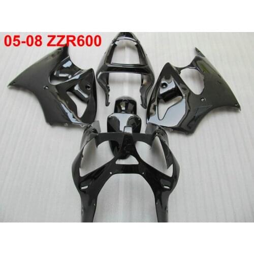 Injection mold fairing kit for Kawasaki Ninja ZZR600 2005-2008 glossy black bodywork fairings ZZR600 05 06 07 08 TW41