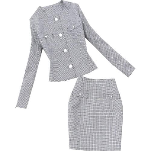 Set female two-piece suit spring and summer new large size retro OL jacket + skirt women set