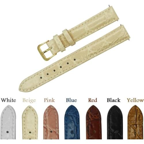 13mm Leather Watch Band Watchband Genuine Leather Strap For Hour with Stainless Steel Buckle Pink Beige Blue Black White Yellow