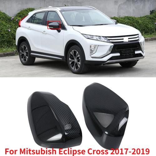 CAPQX 1Pair For Mitsubish Eclipse Cross 2017-2019 Side Rearview Mirror Cover Lid Carbon Fiber Outside Rear View Mirror Cap Shell