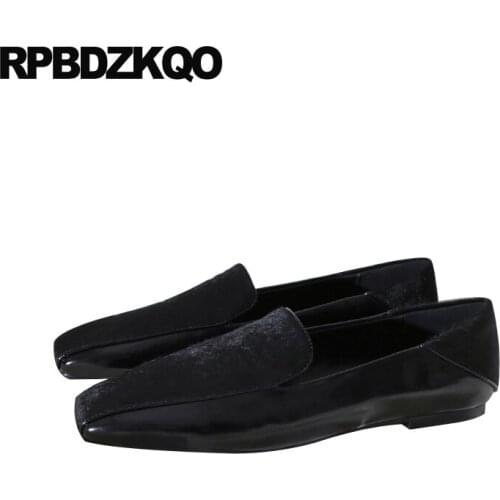 Loafers designer shoes women luxury 2019 ladies slip on flats chinese square toe china spring autumn rubber sole black italian