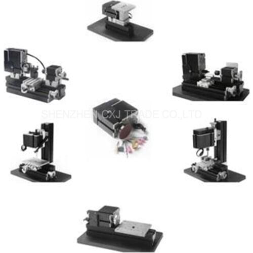 Metal Mini Multipurpose 6 in 1 Lathe Machine with 20000r/min Powerful 24W Motor DIY Tools Lathe/Milling/Drilling Machine