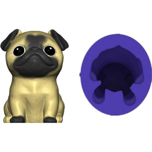 Cute Little Pug Dog Home Decorations Epoxy Resin Mold Ornaments Casting Silicone Mould DIY Crafts Plaster Candle Mold
