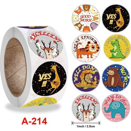 500pcs Teacher Reward Stickers for Kids Children Kindergarten School Encouragement Students Games Toy Animals Stationery Labels