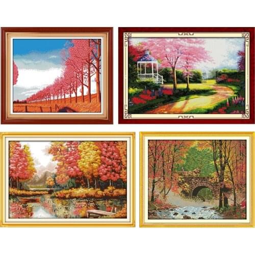 Natural Secenry view Paintings 14ct Cross Stitch Embroidery Kits Joy Sunday 11ct Needlework Ecological Cotton Set for Home Decor