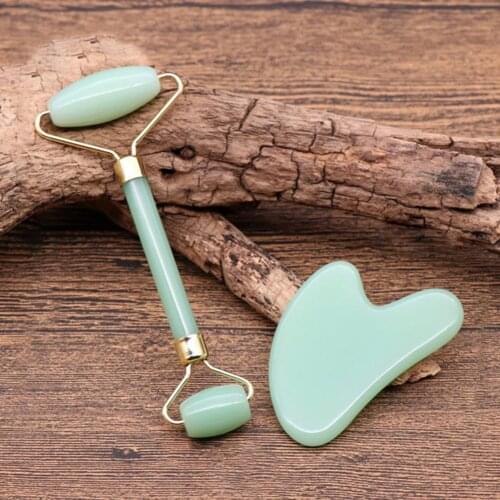 Jade Roller Guasha Face Roller Facial Beauty of Roller Skin Care Tools Quartz Massager for Face Eyes Neck Body Muscle Relaxing