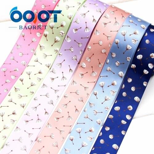 OOOT BAORJCT 1730617 , 1'' 25MM flowers Printed grosgrain ribbon, DIY handmade Hair accessories Material wedding gift wrap