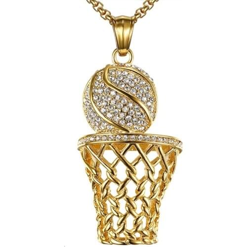 YSMLK Hip Hop Iced Out Basketball Frame Pendant Necklaces Male Gold Color Necklace Men Jewelry Gifts 2021 Trendy