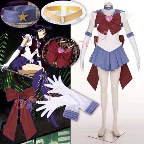 Sexy Mini Dresses Sailor Moon Sailor Saturn Tomoe Hotaru Cosplay Costume SuperS Fighting Dress High Quality