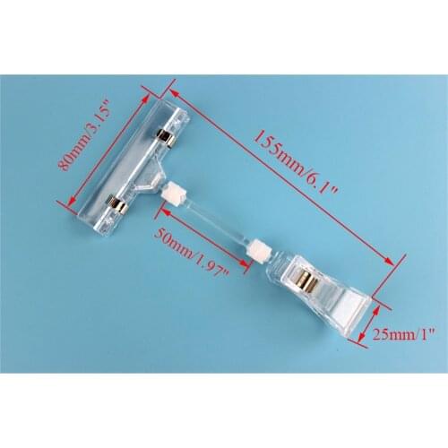 6.5" Height Transparent Plastic Double Clips Adjustable Pop Sign Card Display Holder Advertising Folder
