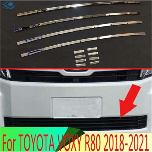 For TOYOTA VOXY R80 2018 2019 stainless steel Front Center Mesh Grille Grill Cover Radiator Strip Trim Decoration Car Styling