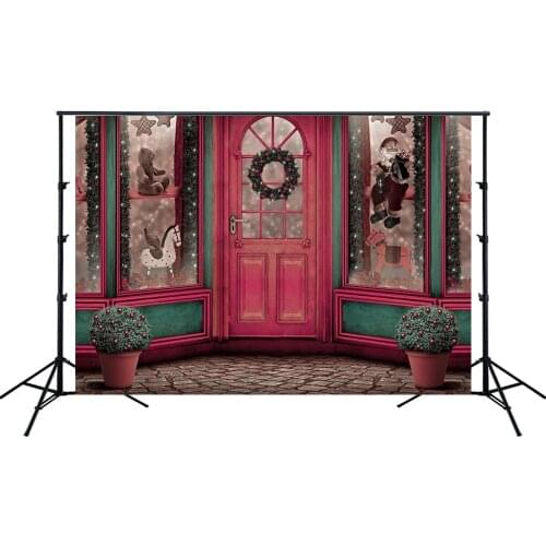 Newborn Baby Girl Boy Christmas Backdrop Red Vintage Noel Santa Shop Posters Family Kid Portrait Photo Studio Background Banner