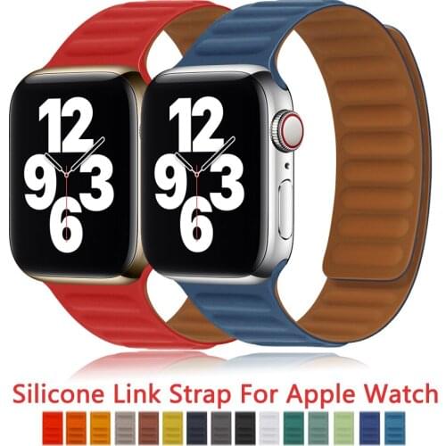 Link Silicone Watch Band for Apple Watch 38mm 40mm 44mm 42mm Bracelet for Apple Watch Series 6 5 4 SE 3 Sport Band Accessories