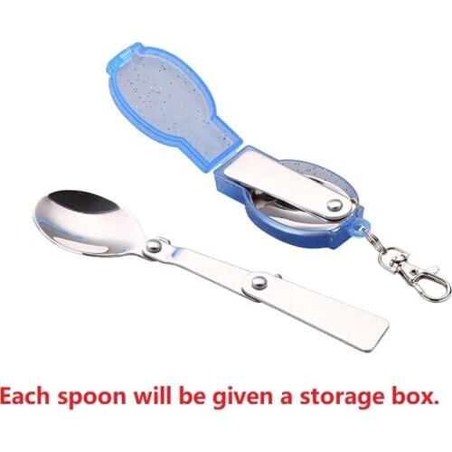 Fold Camping Folding 304 Stainless Steel Spoon Camping Tableware Picnic Spoon Outdoor Lightweight Tableware Hiking Camping
