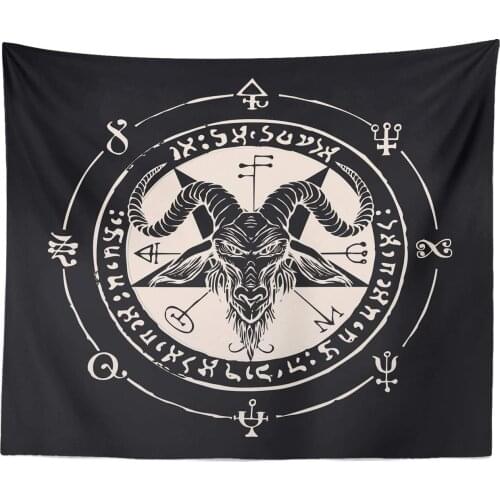 Occult Tapestry Goat Head Pentagram Gothic Devil Baphomet Wall Hanging Tapestries For Living Room Bedroom Dorm Decor