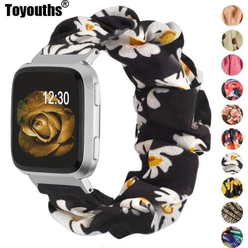 Scrunchies Bands for Fitbit Versa Women Girls Soft Woven Leisure Strap Replacement Elastic Fabric Band for Versa 2/Versa Lite