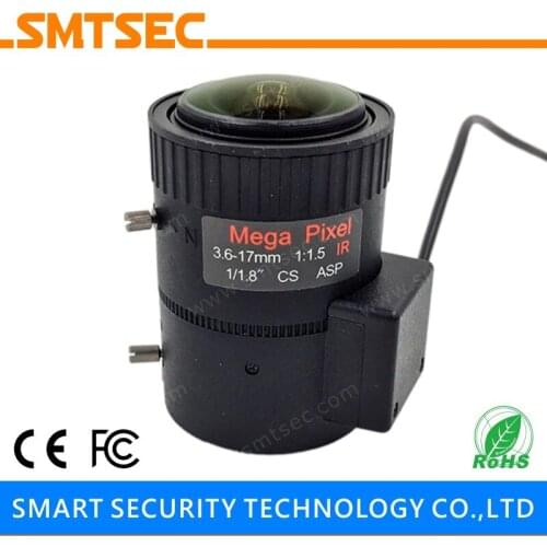 SMTSEC HD 3MP 3.6-17mm Varifocal Auto IRIS Lens F1.5 1/1.8" CS Mount Lens For CCTV Security IP Camera (SL-3617A3MP)