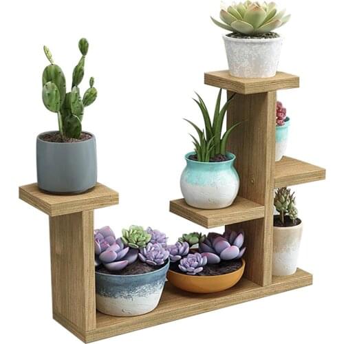 Flower Rack Stand Wooden Plant Shelves Bonsai Simple Organizer Desk Balcony Garden Indoor Display Decor Flowerpot Shelf