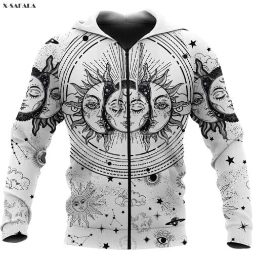 MOON_AND_SUN_HAWAIIAN_SHIRT_White 3D Over Printed Hoodie Man F58 Women Unisex Outwear Zipper Pullover Sweatshirt Casual