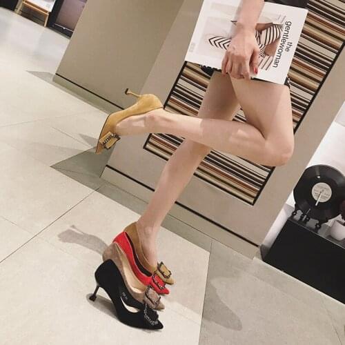 Spring/Autumn All Match Thin High Heel Big Small Size 31-40 2020 Women Pumps Fashion Women Shoes Pointed Toe Flock Wedding Pumps