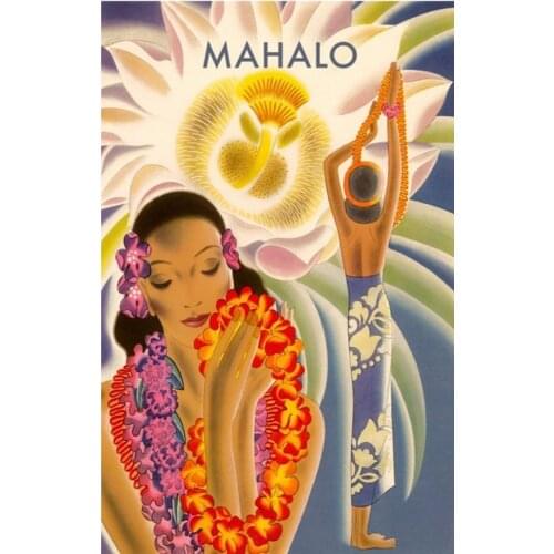Vintage Hawaii Travel Tourism Mahalo Retro Poster Canvas Painting DIY Wall Paper Posters Home Decor Gift