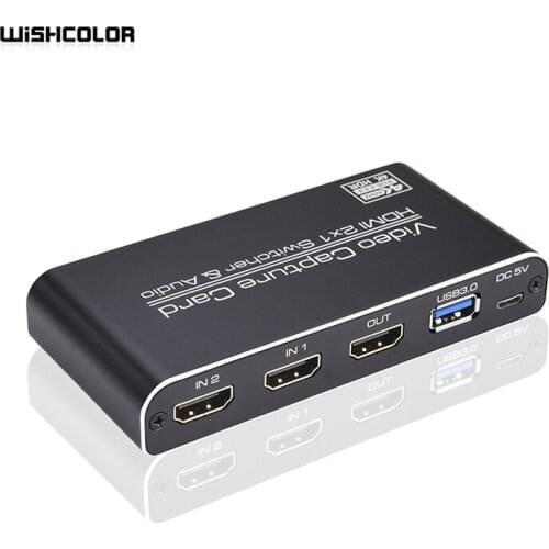 Wishcolor NK-X6 Video Card HDMI 2x1 Switcher & Audio Video Acquisition Card 4K HDR For Linux Windows OS X