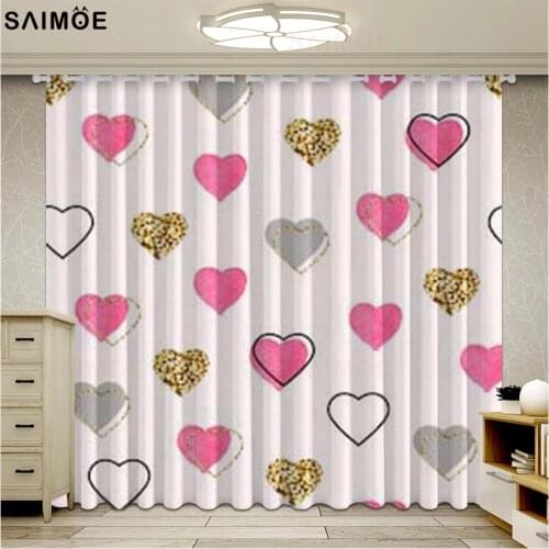 Valentines Curtain Cute Heart Pink Love Curtains Living Room Christmas Gift Curtain For Girl Bedroom Decor Ultra Micro Shading