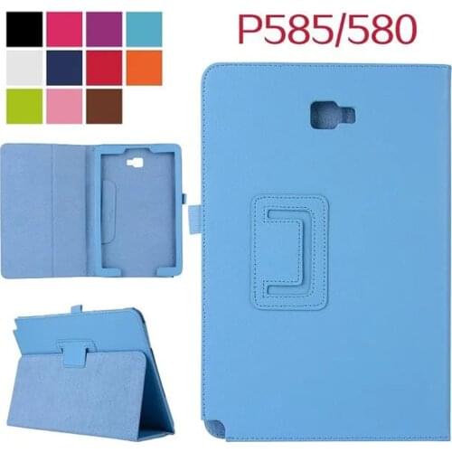 2-Folder Litchi Folio Stand PU Leather Protective Case Sleeve Cover For Samsung Galaxy Tab A A6 10.1 P580 P585 SM-P580 SM-P585